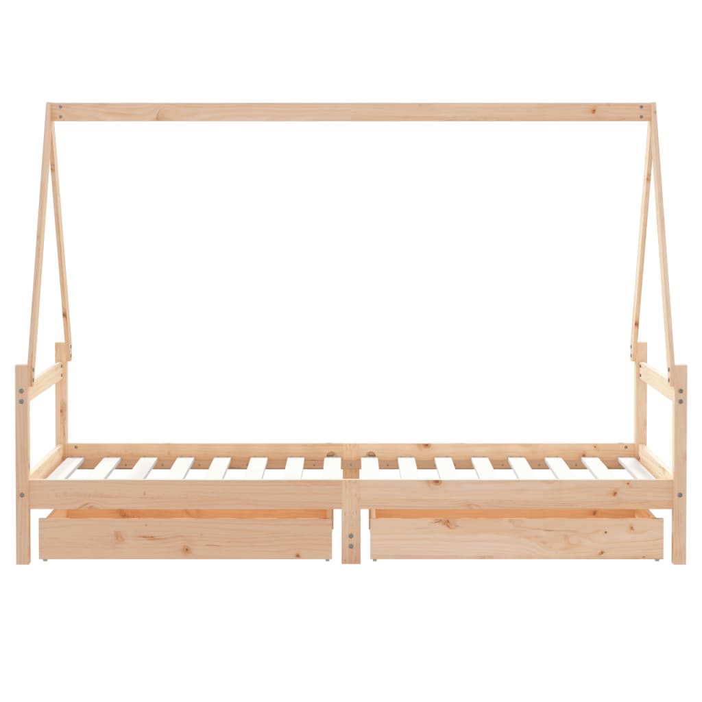 Kids Bed Frame with Drawers 80x200 cm Solid Wood Pine