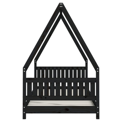 Kids Bed Frame Black 90x190 cm Solid Wood Pine