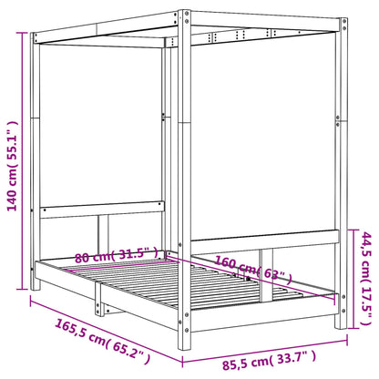 Kids Bed Frame White 80x160 cm Solid Wood Pine