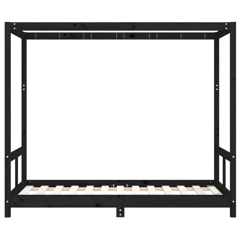 Kids Bed Frame Black 80x160 cm Solid Wood Pine