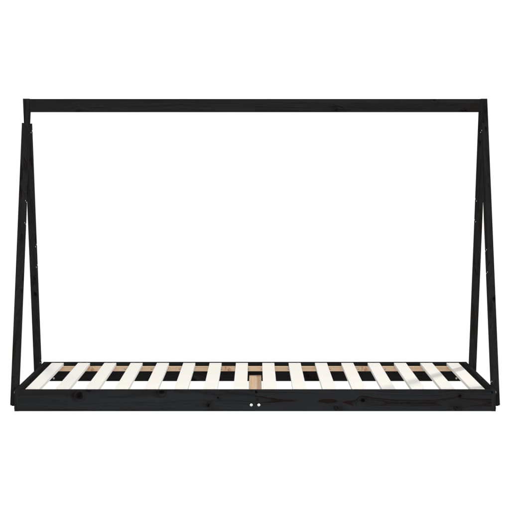 Kids Bed Frame Black 80x200 cm Solid Wood Pine