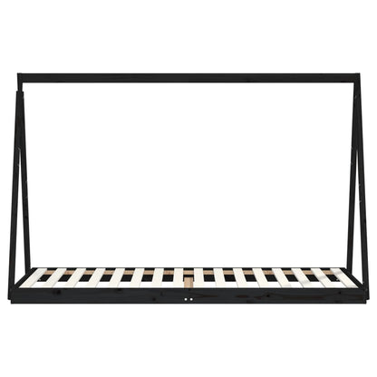 Kids Bed Frame Black 80x200 cm Solid Wood Pine