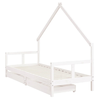 Kids Bed Frame with Drawers White 80x200 cm Solid Wood Pine