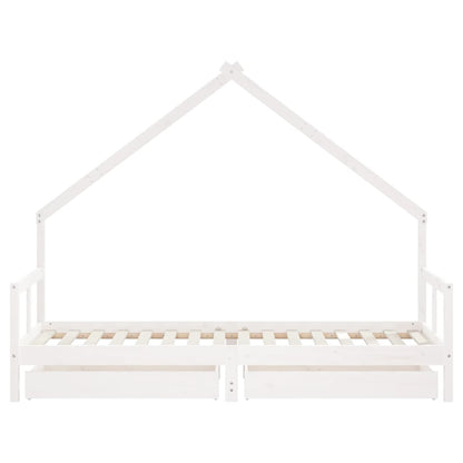 Kids Bed Frame with Drawers White 80x200 cm Solid Wood Pine