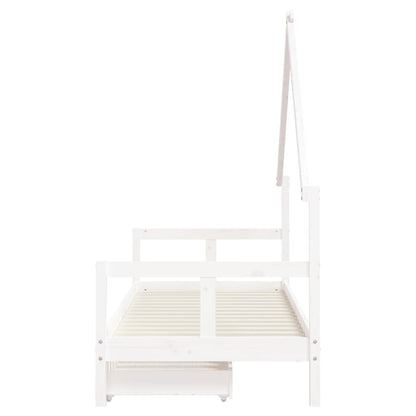 Kids Bed Frame with Drawers White 80x200 cm Solid Wood Pine