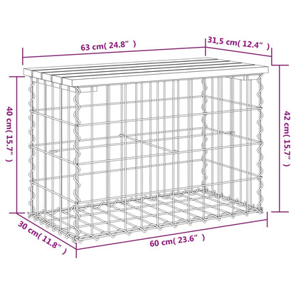 Garden Bench Gabion Design 63x31.5x42 cm Impregnated Wood Pine