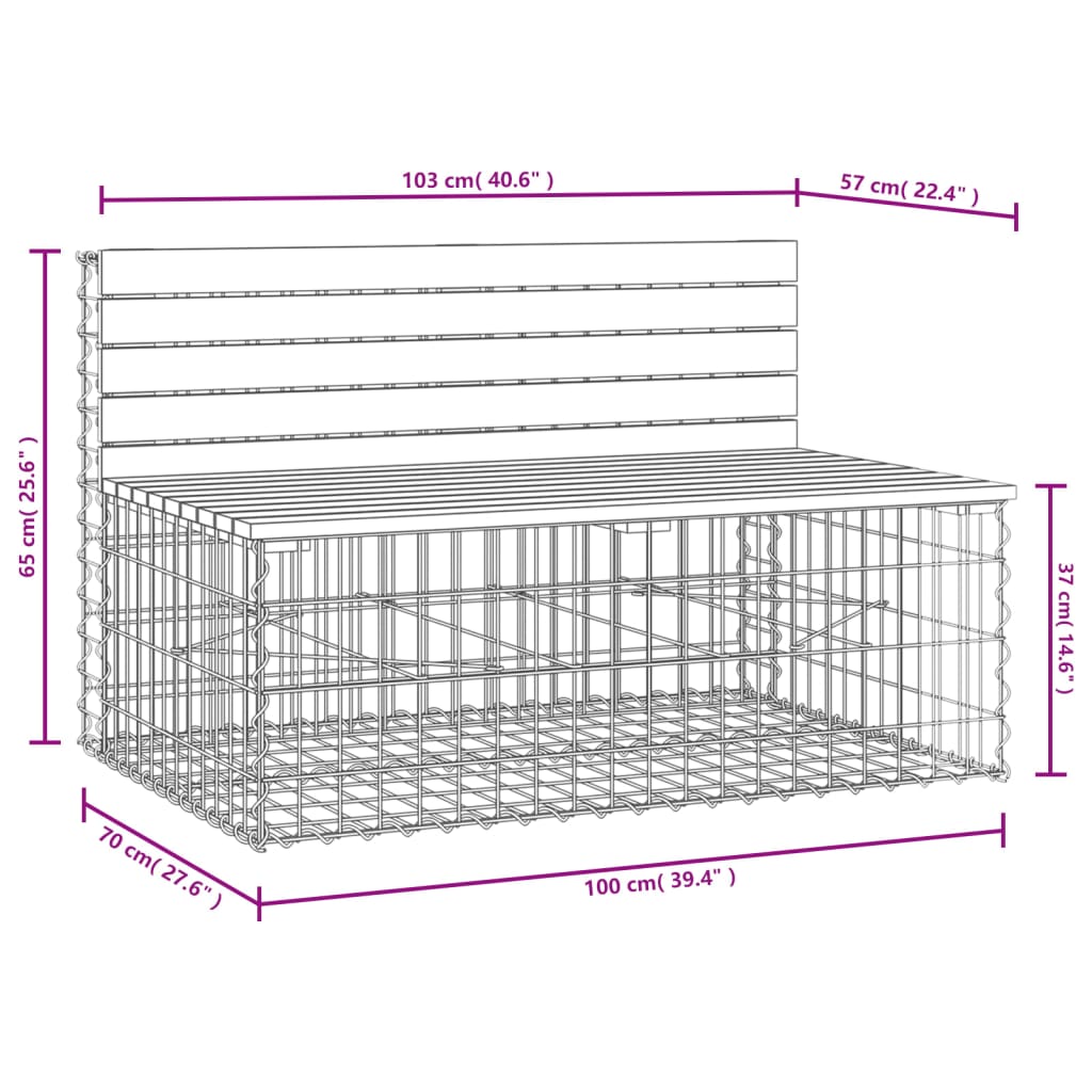 Garden Bench Gabion Design 103x70x65 cm Solid Wood Pine