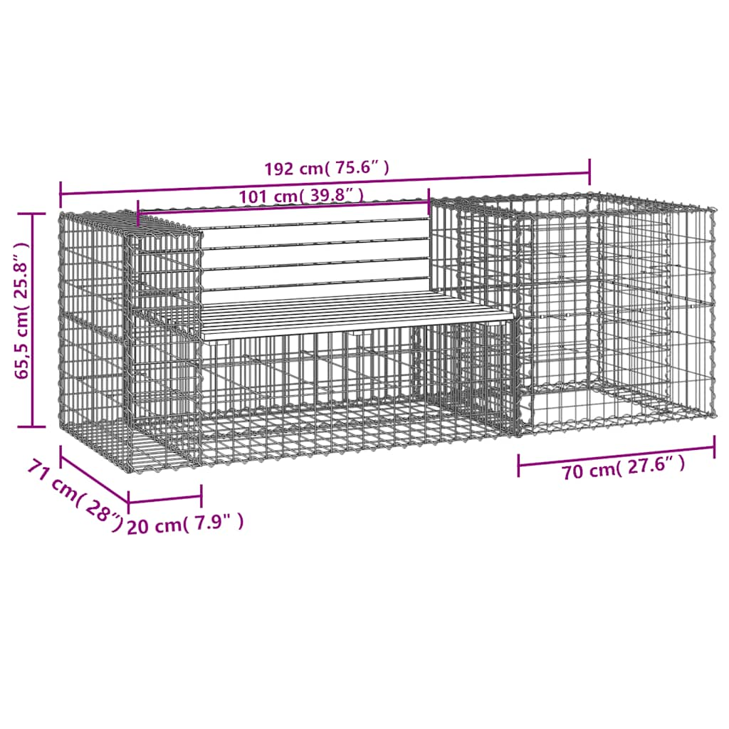 Garden Bench with Gabion Basket Solid Wood Douglas