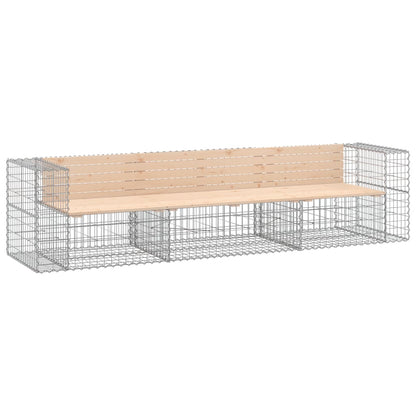 Garden Bench Gabion Design 287x71x65.5 cm Solid Wood Pine