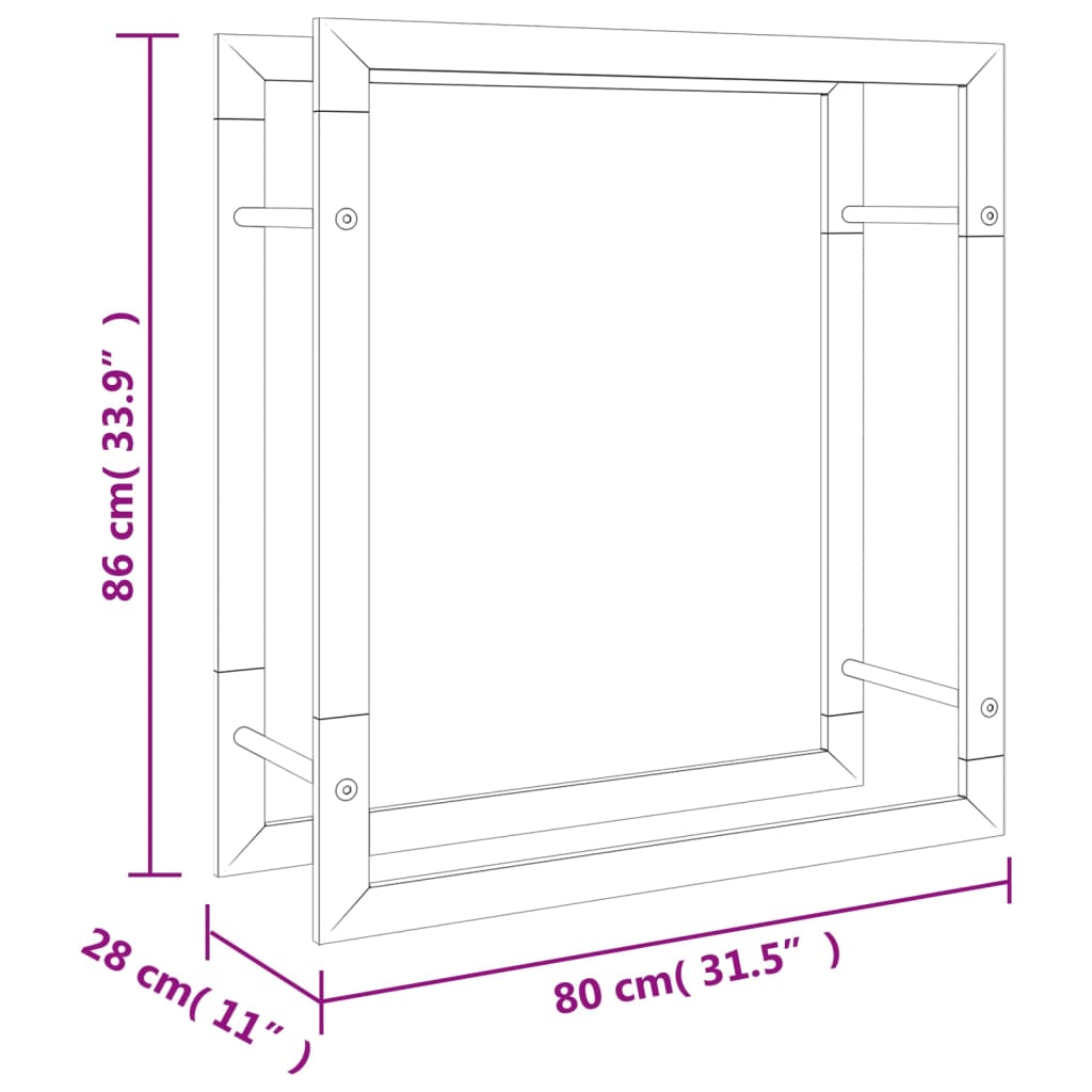 Firewood Rack 80x28x86 cm Stainless Steel