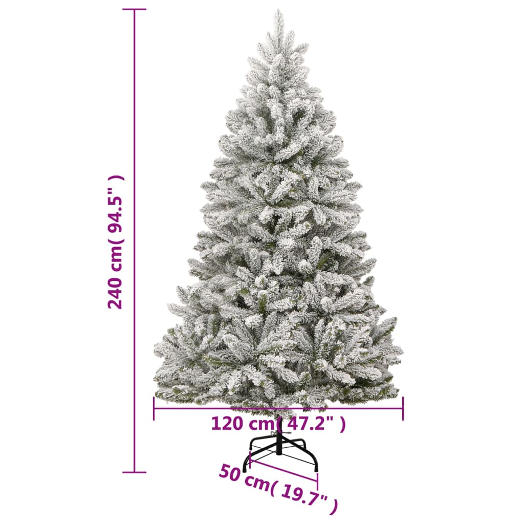 Artificial Hinged Christmas Tree with Flocked Snow 240 cm