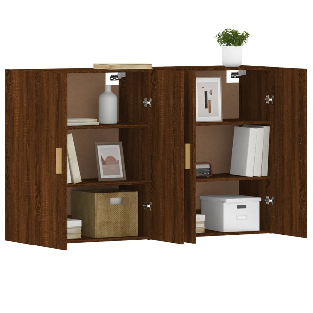 Wall Mounted Cabinets 2 pcs Brown Oak Engineered Wood