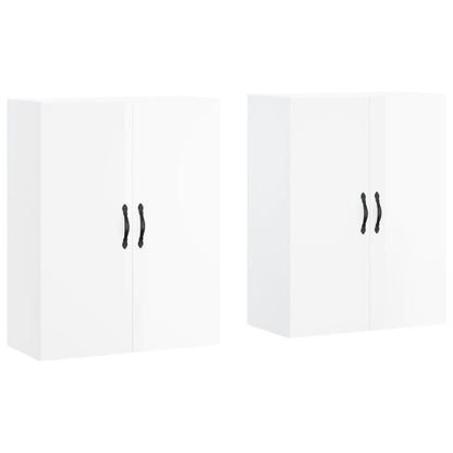 Wall Mounted Cabinets 2 pcs High Gloss White Engineered Wood