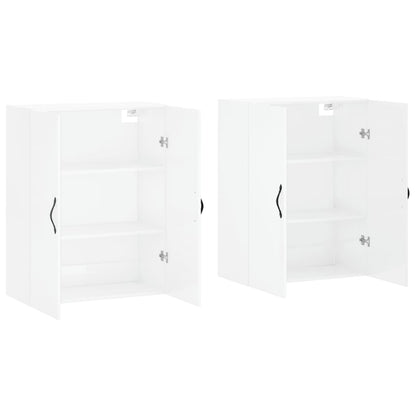 Wall Mounted Cabinets 2 pcs High Gloss White Engineered Wood