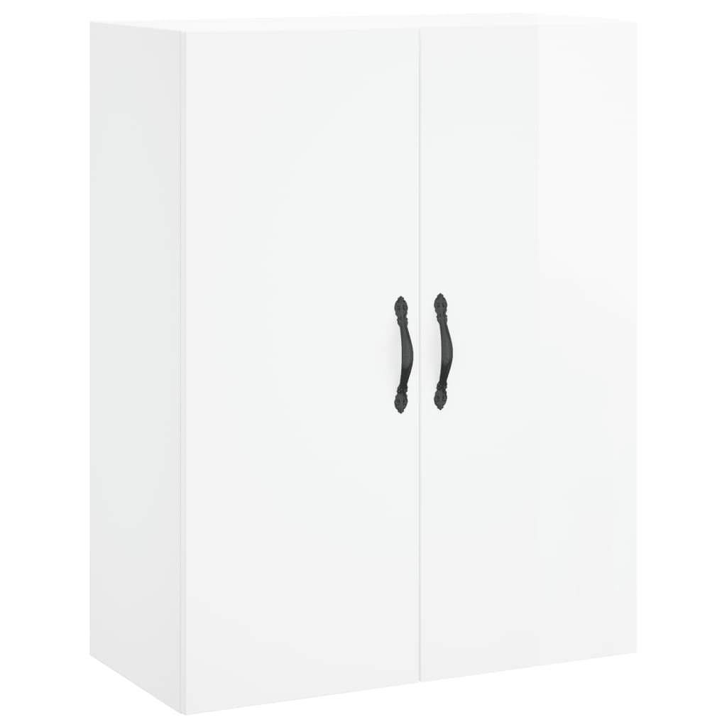 Wall Mounted Cabinets 2 pcs High Gloss White Engineered Wood