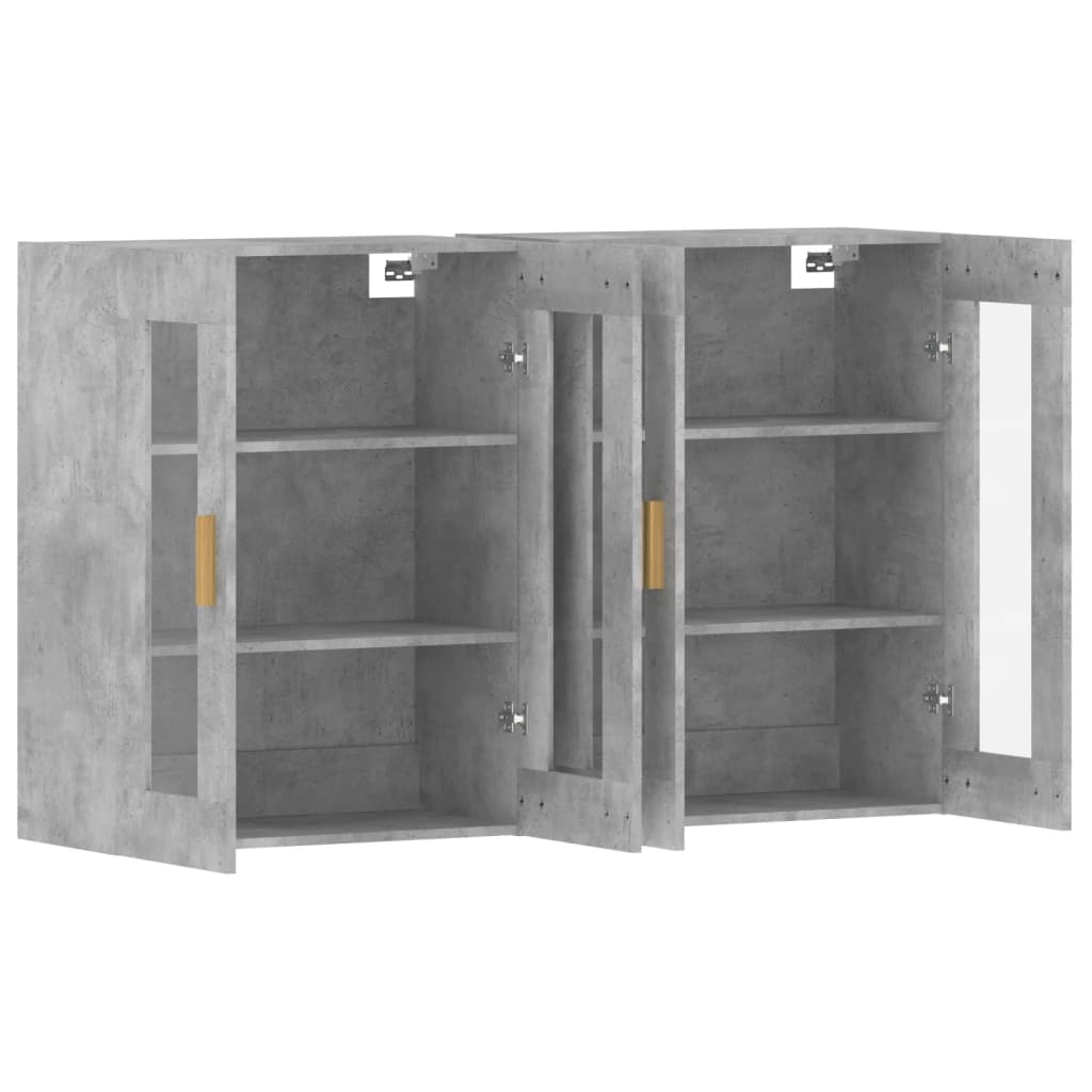 Wall Mounted Cabinets 2 pcs Concrete Grey Engineered Wood