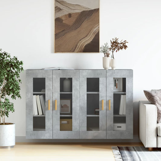 Wall Mounted Cabinets 2 pcs Concrete Grey Engineered Wood