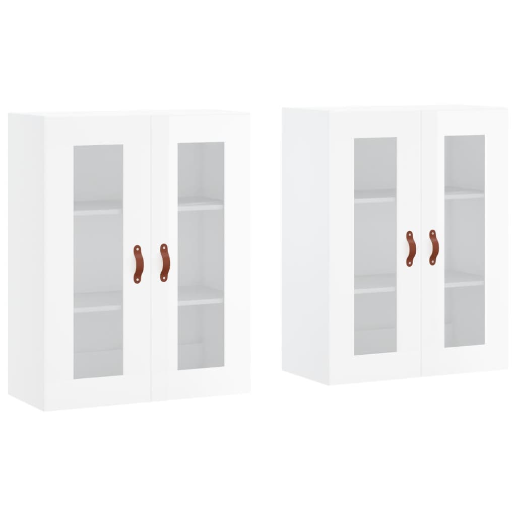 Wall Mounted Cabinets 2 pcs High Gloss White Engineered Wood