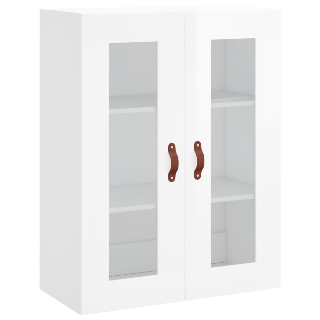 Wall Mounted Cabinets 2 pcs High Gloss White Engineered Wood