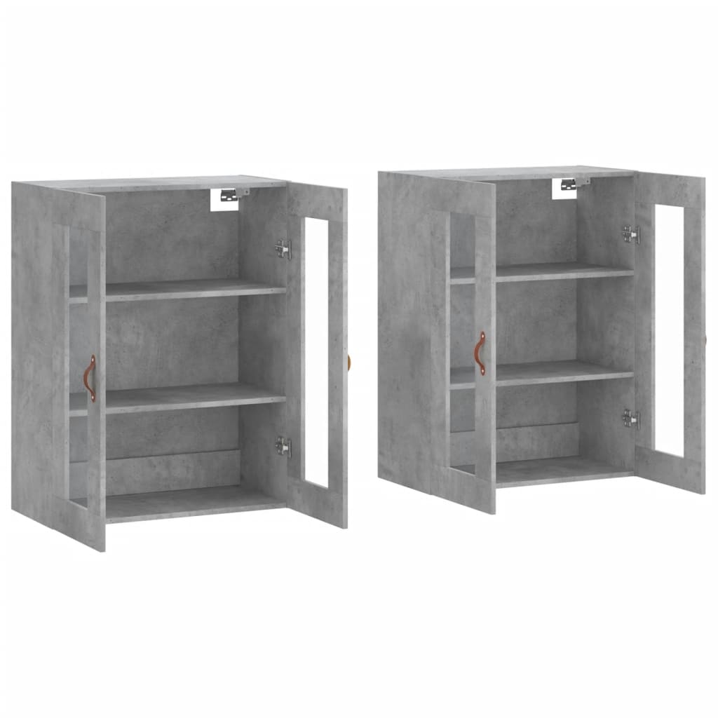 Wall Mounted Cabinets 2 pcs Concrete Grey Engineered Wood