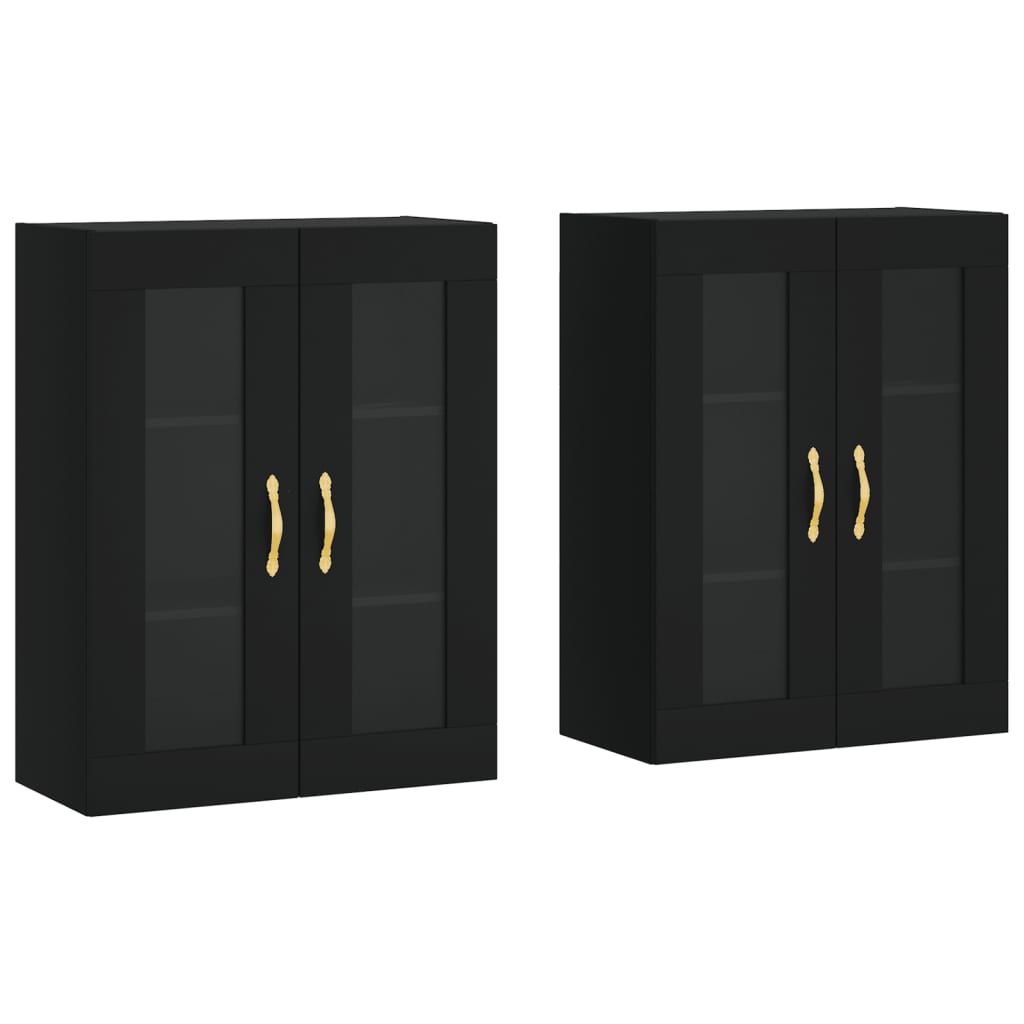 Wall Mounted Cabinets 2 pcs Black Engineered Wood