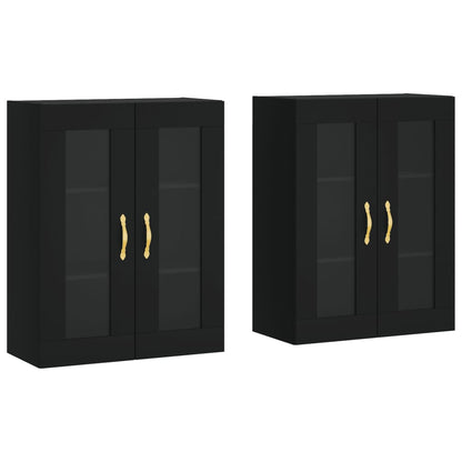 Wall Mounted Cabinets 2 pcs Black Engineered Wood