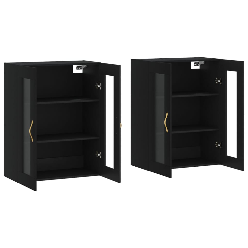 Wall Mounted Cabinets 2 pcs Black Engineered Wood