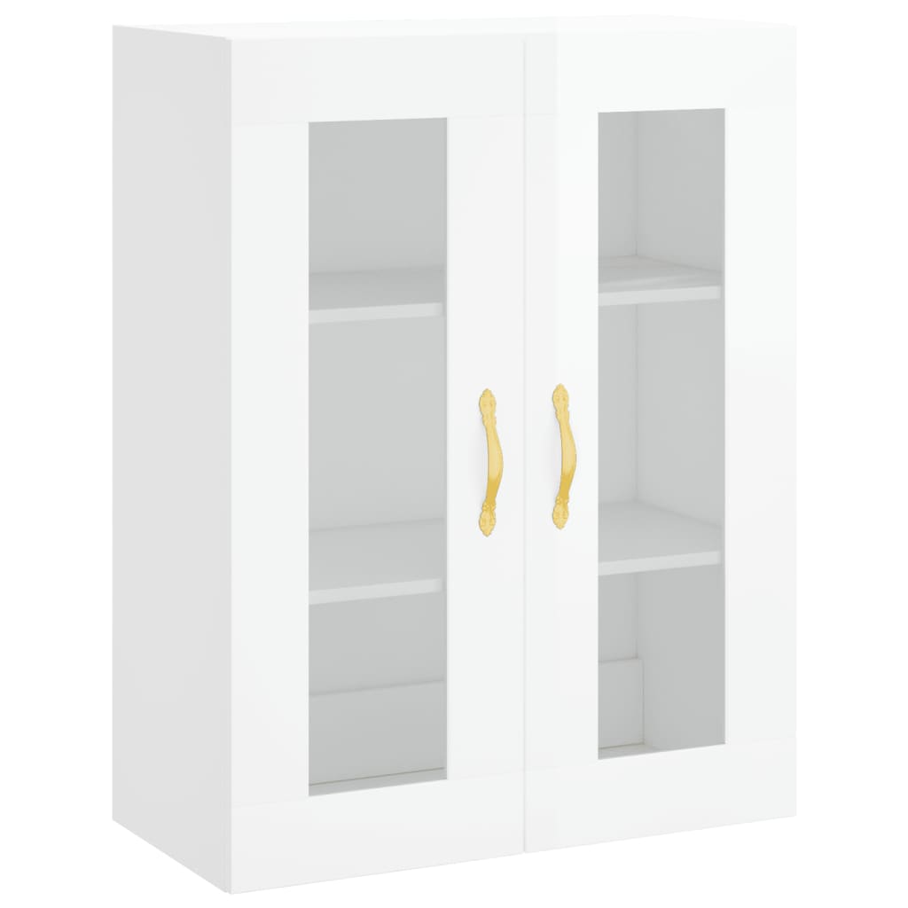 Wall Mounted Cabinets 2 pcs High Gloss White Engineered Wood