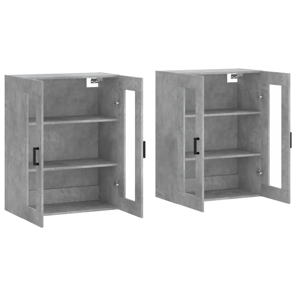 Wall Mounted Cabinets 2 pcs Concrete Grey Engineered Wood