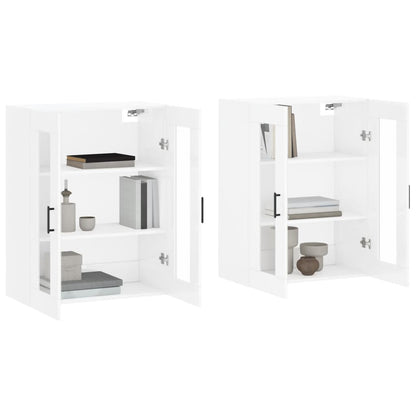 Wall Mounted Cabinets 2 pcs High Gloss White Engineered Wood