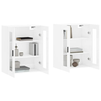 Wall Mounted Cabinets 2 pcs High Gloss White Engineered Wood