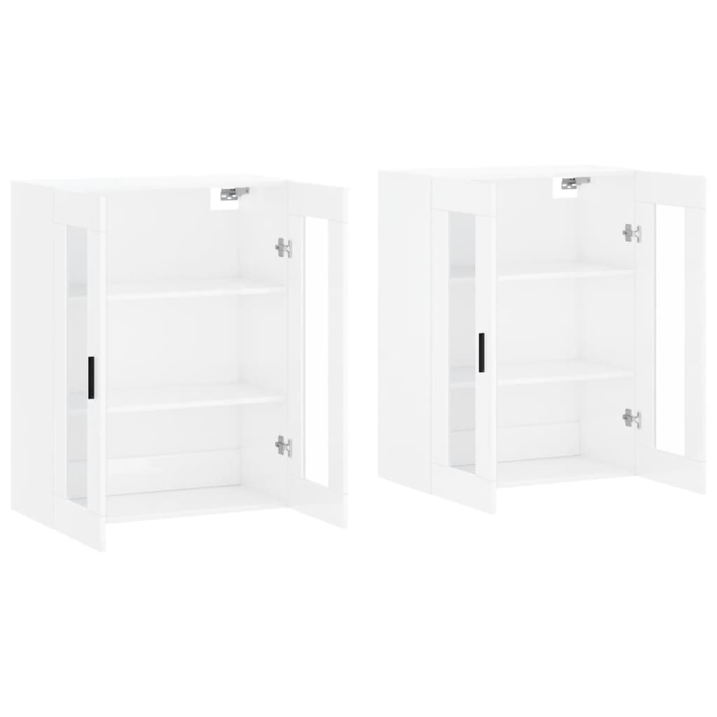 Wall Mounted Cabinets 2 pcs High Gloss White Engineered Wood