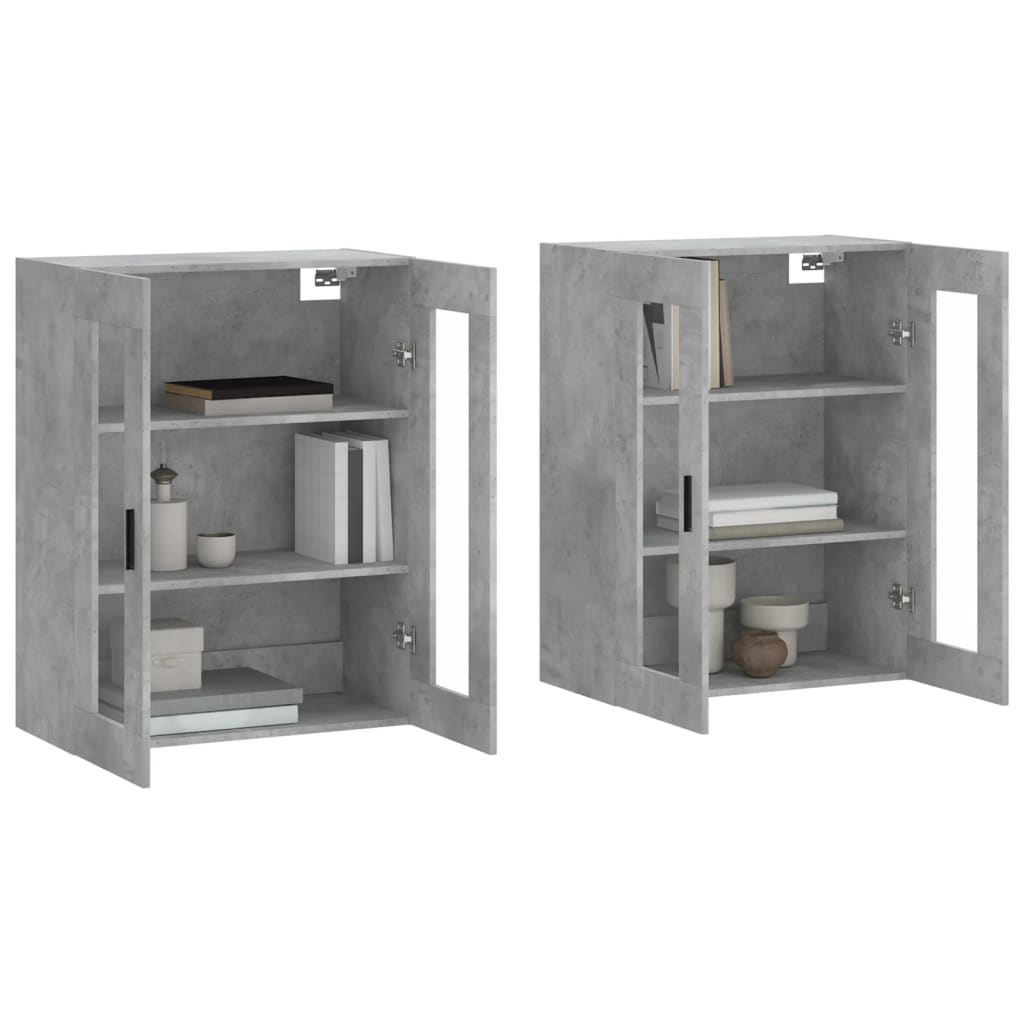 Wall Mounted Cabinets 2 pcs Concrete Grey Engineered Wood