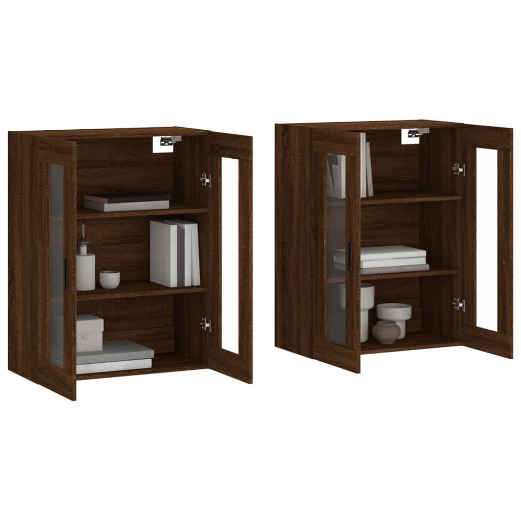 Wall Mounted Cabinets 2 pcs Brown Oak Engineered Wood