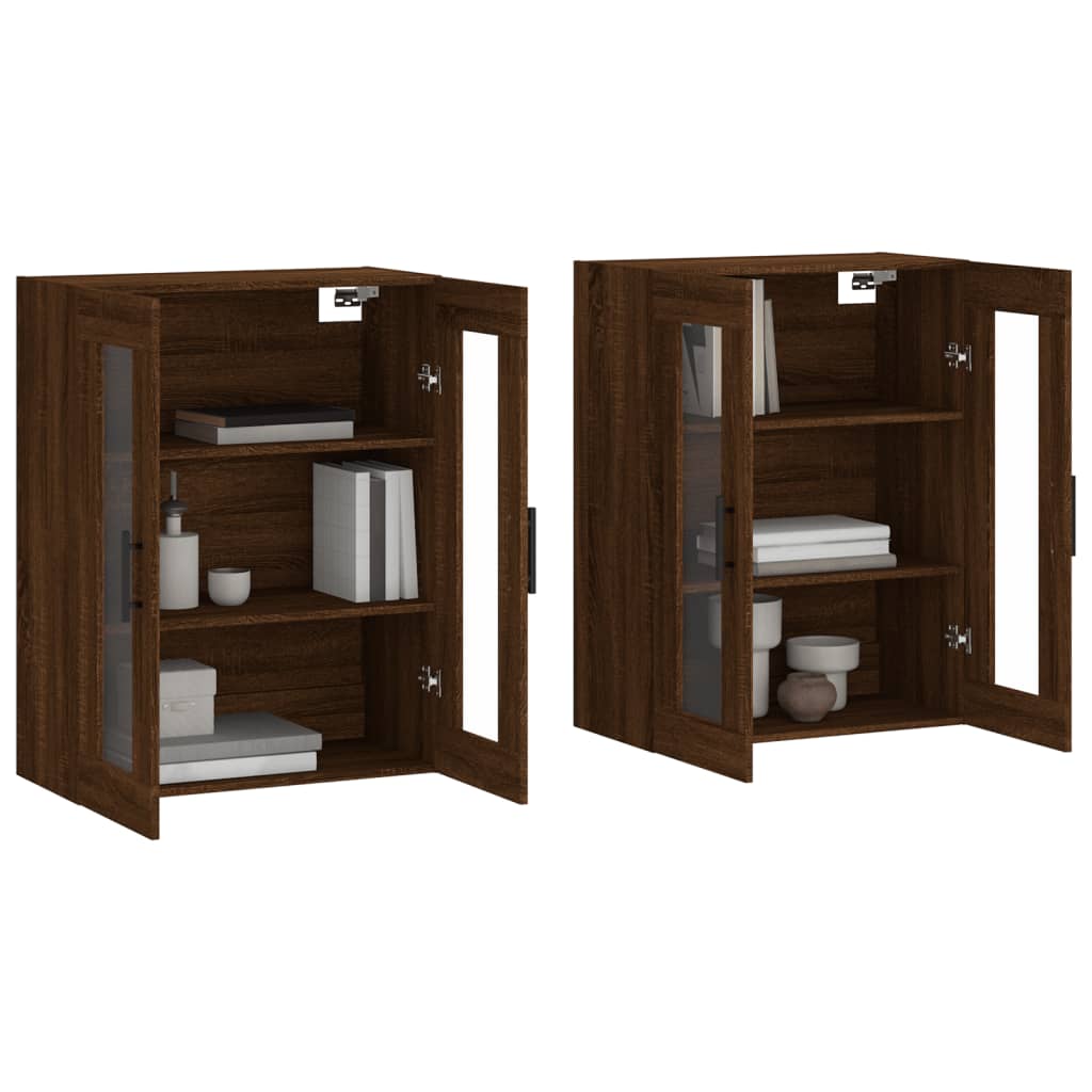 Wall Mounted Cabinets 2 pcs Brown Oak Engineered Wood