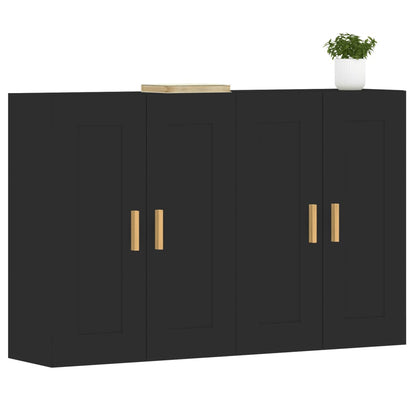 Wall Mounted Cabinets 2 pcs Black Engineered Wood