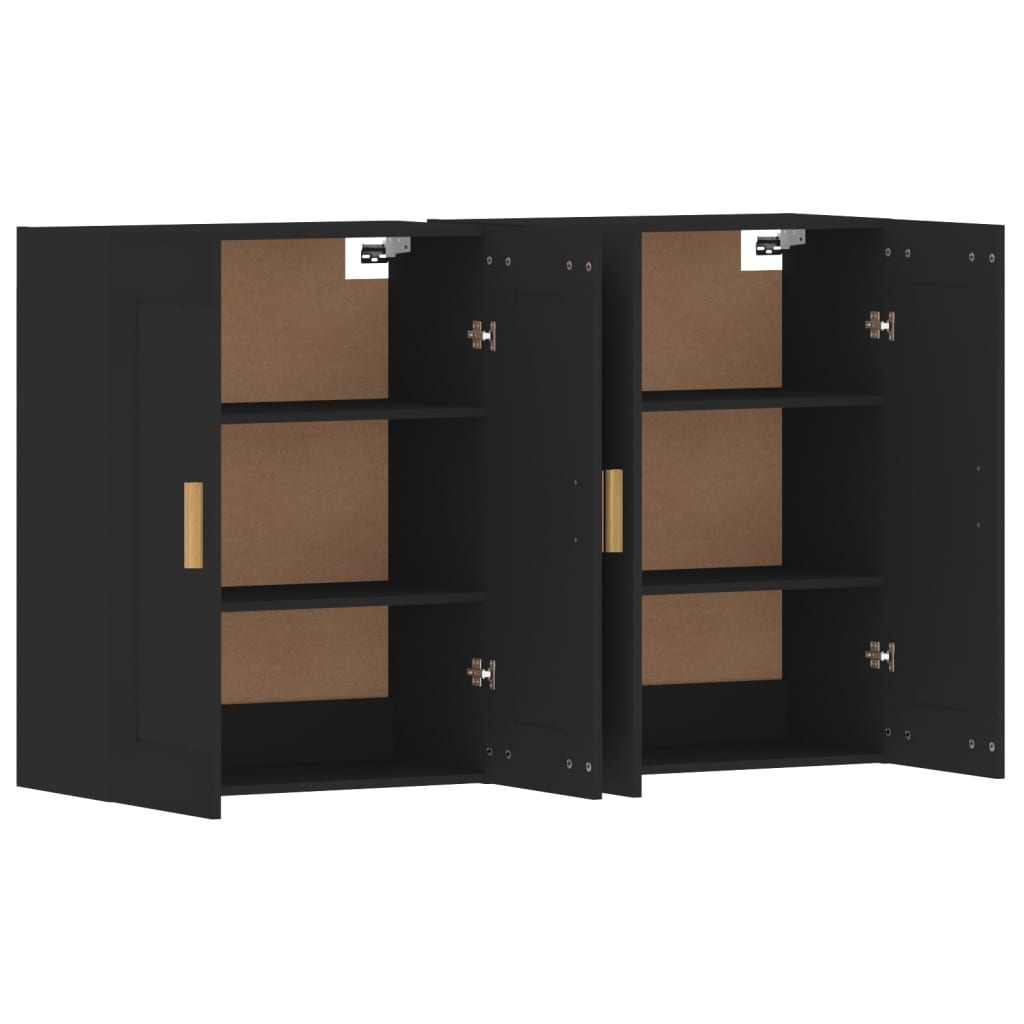 Wall Mounted Cabinets 2 pcs Black Engineered Wood