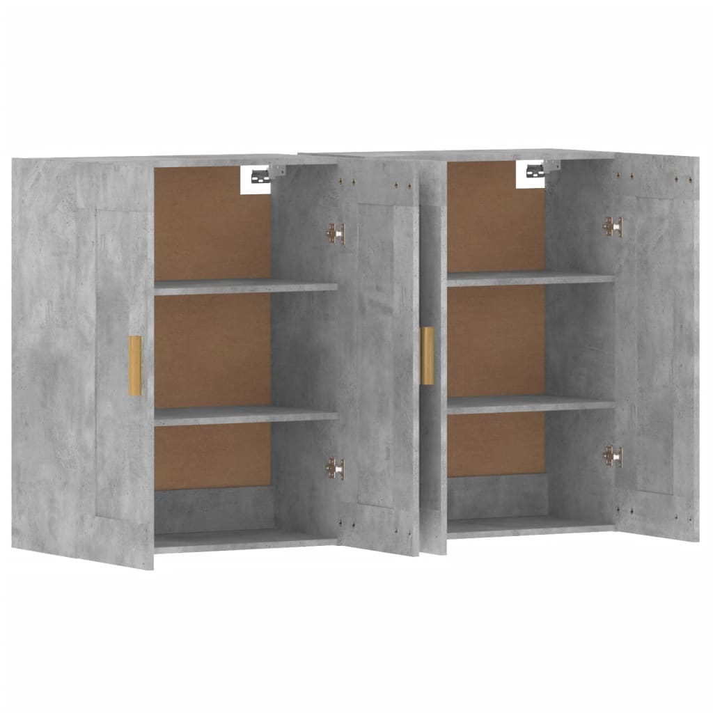 Wall Mounted Cabinets 2 pcs Concrete Grey Engineered Wood