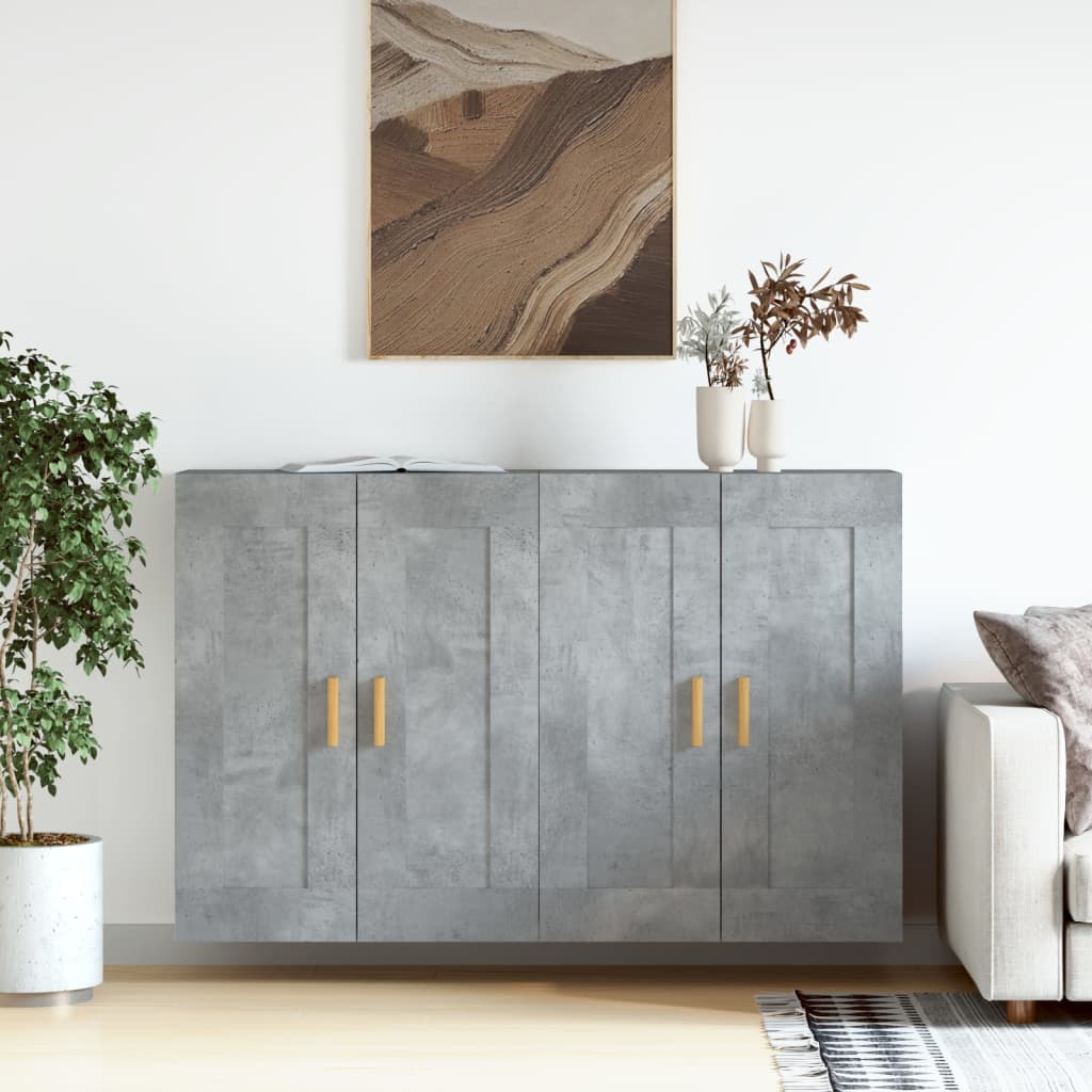 Wall Mounted Cabinets 2 pcs Concrete Grey Engineered Wood