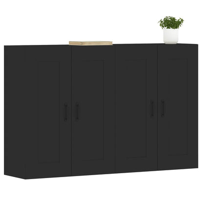 Wall Mounted Cabinets 2 pcs Black Engineered Wood