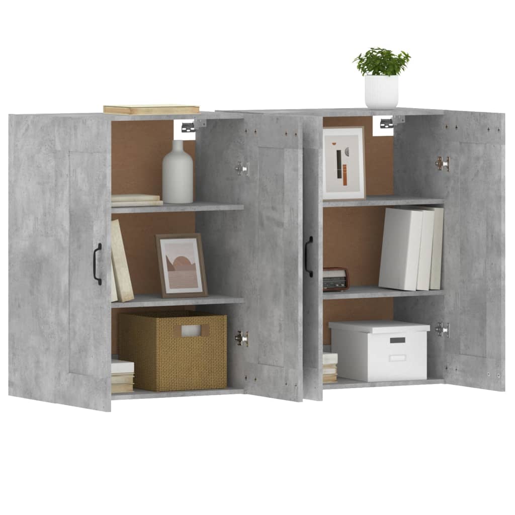 Wall Mounted Cabinets 2 pcs Concrete Grey Engineered Wood