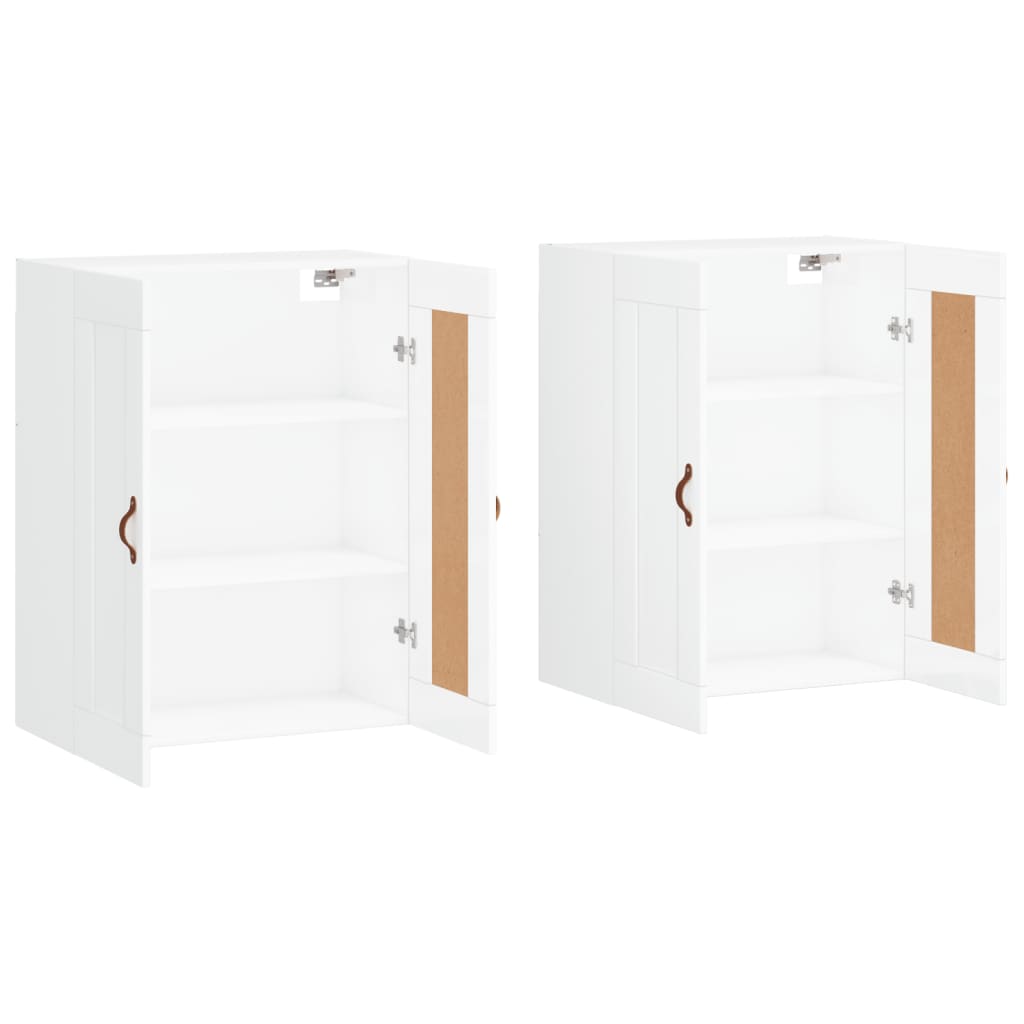 Wall Mounted Cabinets 2 pcs High Gloss White Engineered Wood