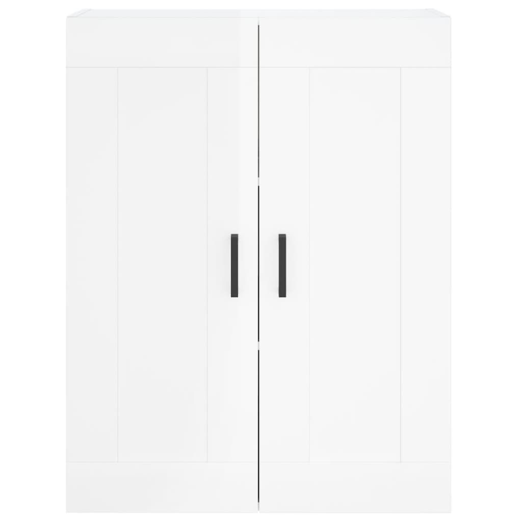 Wall Mounted Cabinets 2 pcs High Gloss White Engineered Wood