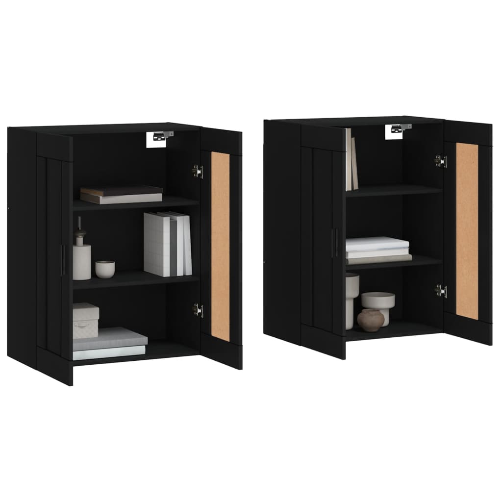 Wall Mounted Cabinets 2 pcs Black Engineered Wood