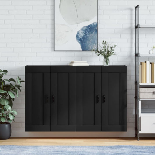 Wall Mounted Cabinets 2 pcs Black Engineered Wood