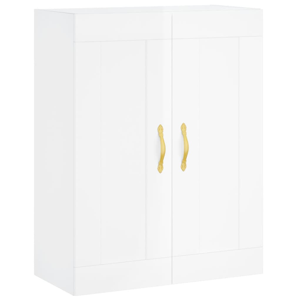 Wall Mounted Cabinets 2 pcs High Gloss White Engineered Wood