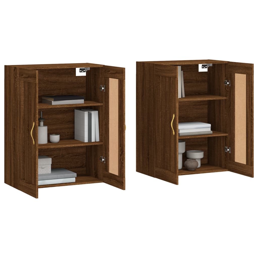 Wall Mounted Cabinets 2 pcs Brown Oak Engineered Wood