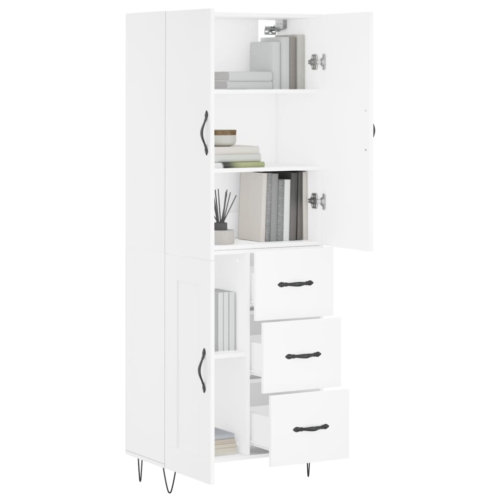 Highboard White 69.5x34x180 cm Engineered Wood