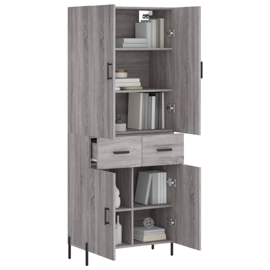 Highboard Grey Sonoma 69.5x34x180 cm Engineered Wood