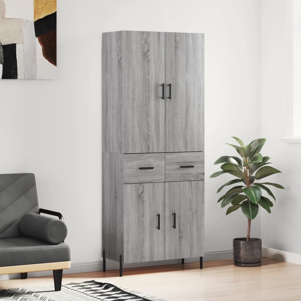 Highboard Grey Sonoma 69.5x34x180 cm Engineered Wood